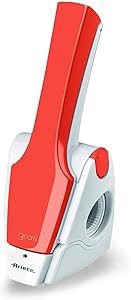 Ariete 447 - Rallador Eléctrico Resistente al Agua, 120W, acero inoxidable, Permite rallar queso, pan y frutos secos, desmontable, batería integrada recargable con autonomía de 1000 h, blanco, naranja